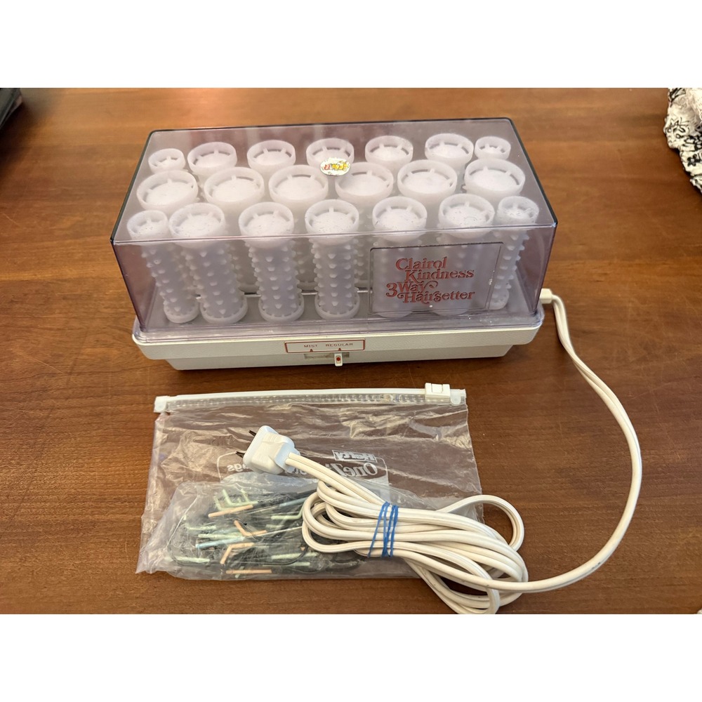 Vintage Clairol Kindness 3-Way Hairsetter CLEAN 20 Rollers Electric Clips K-420